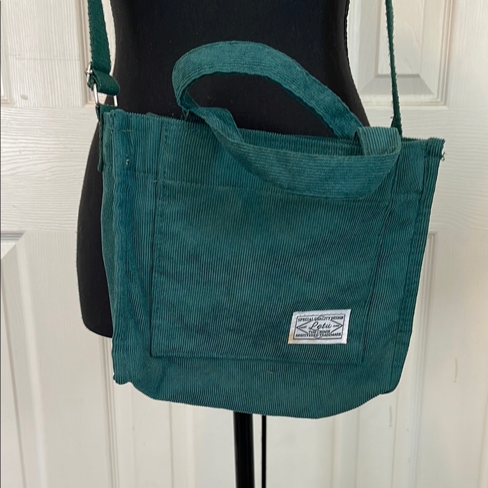 Leti Green Corduroy Tote Bag